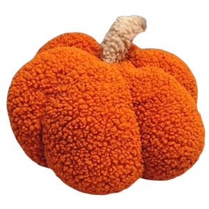 MAINSTAY Festive & Cute Faux Fur Rust Orange Pumpkin Throw Pillow Set NWT